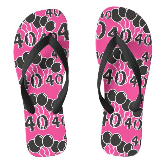 PINK and BLACK 40th Birthday - 40歳Bday ビーチサンダル (フットベッド)