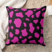 Pink and Black Cow Print Decorative Pillow クッション (ブランケット)