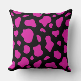 Pink and Black Cow Print Decorative Pillow クッション