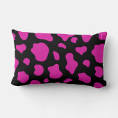 Pink And Black Cow Print Decorative Pillow ランバークッション (裏面)
