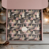 Pink and Black Elegant Snowy Deer Forest 薄葉紙