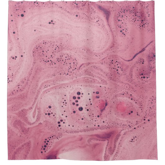 Pink and black floral textile シャワーカーテン (正面)