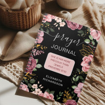 Pink and black flower prayer journal notebook
