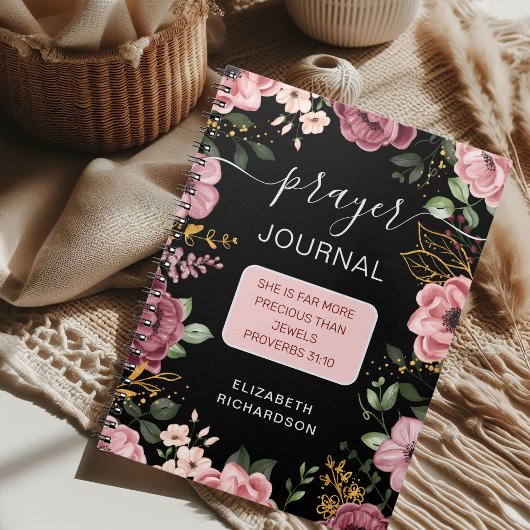 Pink and black flower prayer journal notebook ノートブック