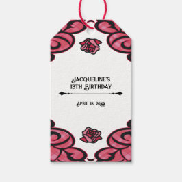 Pink and Black Gated Rose Princess Birthday  ギフトタグ