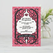 Pink and Black Gated Rose Princess Birthday  招待状 (スタンド正面)