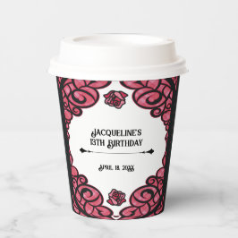 Pink and Black Gated Rose Princess Birthday  紙コップ
