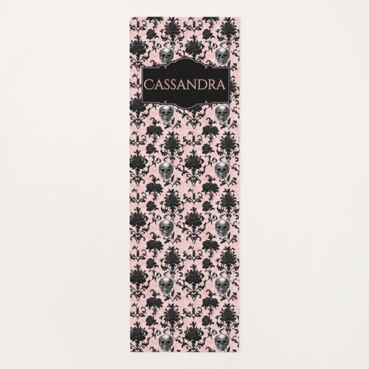 Pink and Black Goth Skulls and Roses Personalized  ヨガマット (正面)