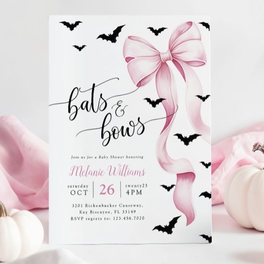 Pink and Black Halloween Baby Shower Invitation 招待状