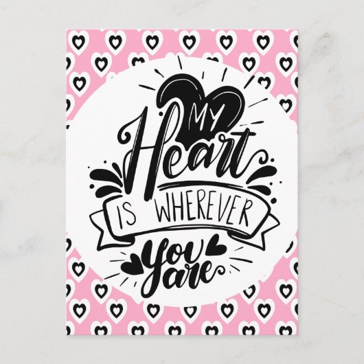 Pink and Black Hearts Quote Valentines Day    ポストカード (正面)