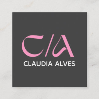 pink and black modern Qr code business card square スクエア名刺