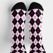 Pink and Black Plaid Argyle Diamond  ソックス (上部)