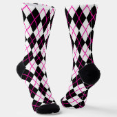 Pink and Black Plaid Argyle Diamond  ソックス (傾斜あり)