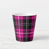 Pink and Black Plaid Print Coffee Mug Cup カフェラテマグ (正面)