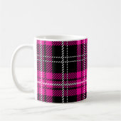 Pink and Black Plaid Tartan Print Coffee Cup Mug コーヒーマグカップ (左)