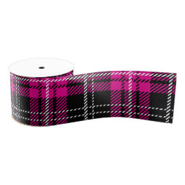 Pink and Black Plaid Tartan Print Ribbon グログランリボン