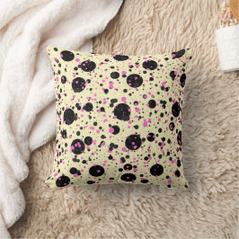 Pink and Black Polka Dot Pattern クッション
