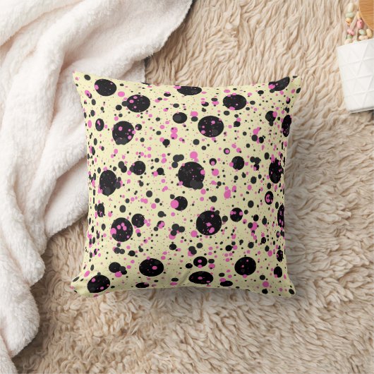 Pink and Black Polka Dot Pattern クッション (ブランケット)