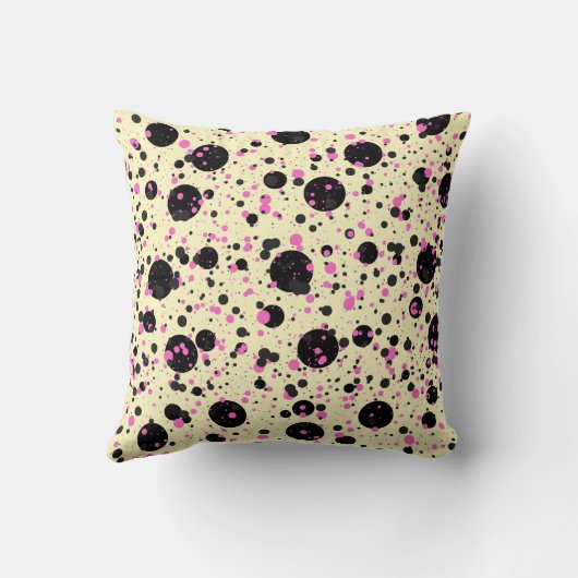 Pink and Black Polka Dot Pattern クッション (裏面)