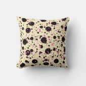 Pink and Black Polka Dot Pattern クッション (正面)