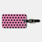 Pink and Black Polka Dots ラゲッジタグ (正面横)