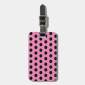 Pink and Black Polka Dots ラゲッジタグ (正面縦)