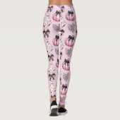 Pink and Black Pumpkins, Ghosts Halloween Leggings レギンス (裏面)
