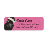Pink and Black Santa Caws Crow Christmas ラベル (正面)