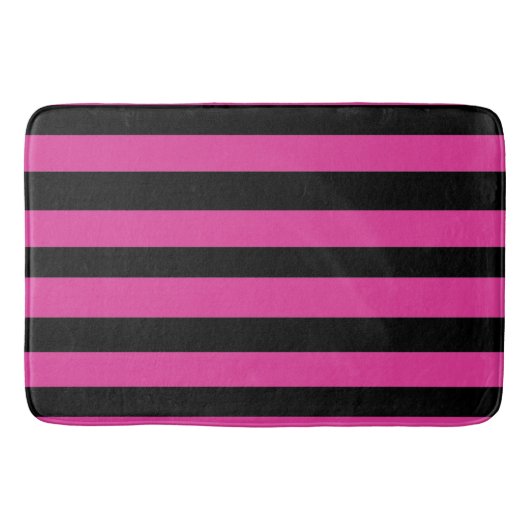 Pink and Black Stripes  バスマット (正面)