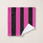 Pink and Black Stripes  Bath Towel Set バスタオルセット (ウォッシュタオル)