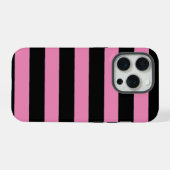 Pink and Black Stripes  iPhoneケース (裏面横)