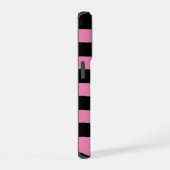 Pink and Black Stripes  iPhoneケース (右側面)
