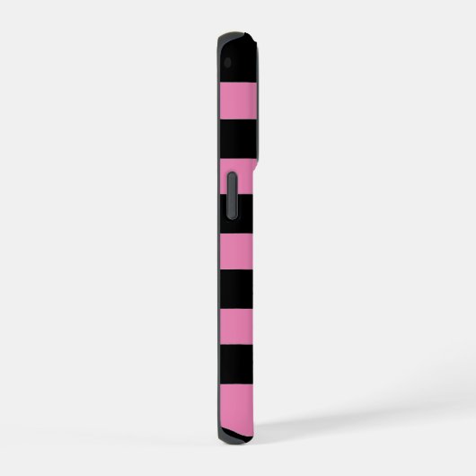 Pink and Black Stripes  iPhoneケース (右側面)