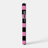 Pink and Black Stripes  iPhoneケース (左側面)