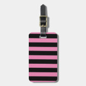 Pink and Black Stripes Luggage Tag ラゲッジタグ (正面縦)