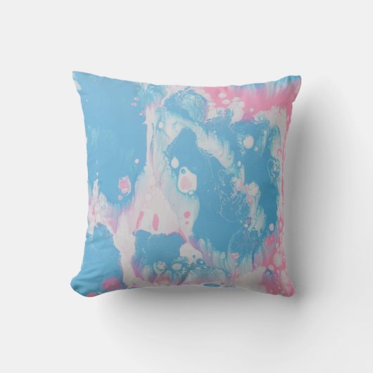 PINK AND BLUE ABSTRACT PAINTING クッション (正面)