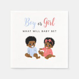 Pink and Blue African American Baby Gender Reveal スタンダードカクテルナプキン