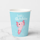 Pink and Blue Axolotl Birthday Party Paper cup 紙コップ (裏面)