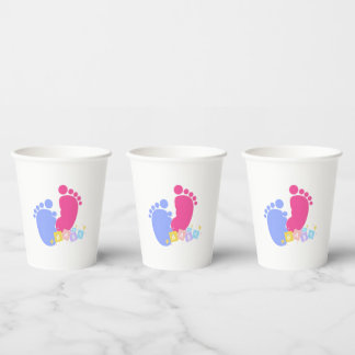 Pink and Blue Baby Footprints 紙コップ