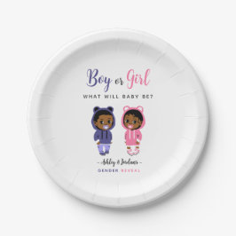 Pink and Blue Black Hoodie Baby Gender Reveal ペーパープレート