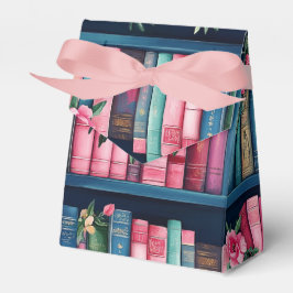 Pink and Blue Books and Flowers on Bookshelf フェイバーボックス