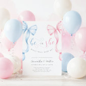 Pink and Blue Bows Gender Reveal Invitation 招待状