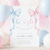 Pink and Blue Bows Gender Reveal Invitation 招待状