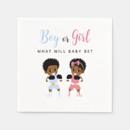 Pink and Blue Boxing Gender Reveal Party Napkins スタンダードカクテルナプキン