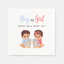 Pink and Blue Boy or Girl Baby Gender Reveal スタンダードカクテルナプキン