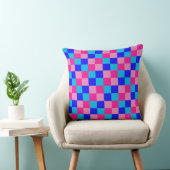 Pink and Blue Checkered Print クッション (椅子)
