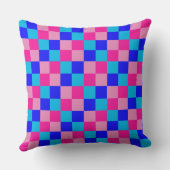 Pink and Blue Checkered Print クッション (裏面)