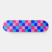 Pink and Blue Checkered Print スケートボード (横)
