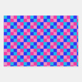 Pink and Blue Checkered Print ラッピングペーパーシート (正面)