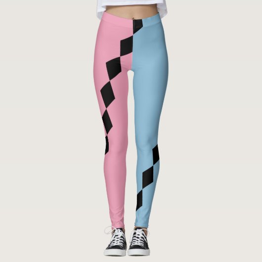 Pink and Blue Diamond Diagonal Leggings レギンス (正面)